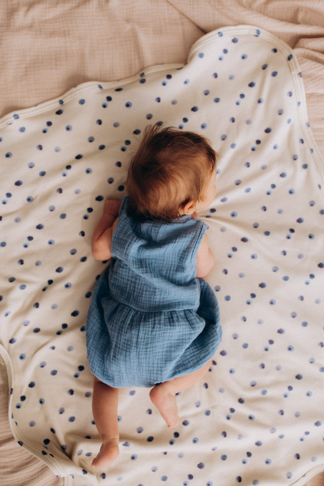 Musselin Romper in Blau aus Bio Baumwolle