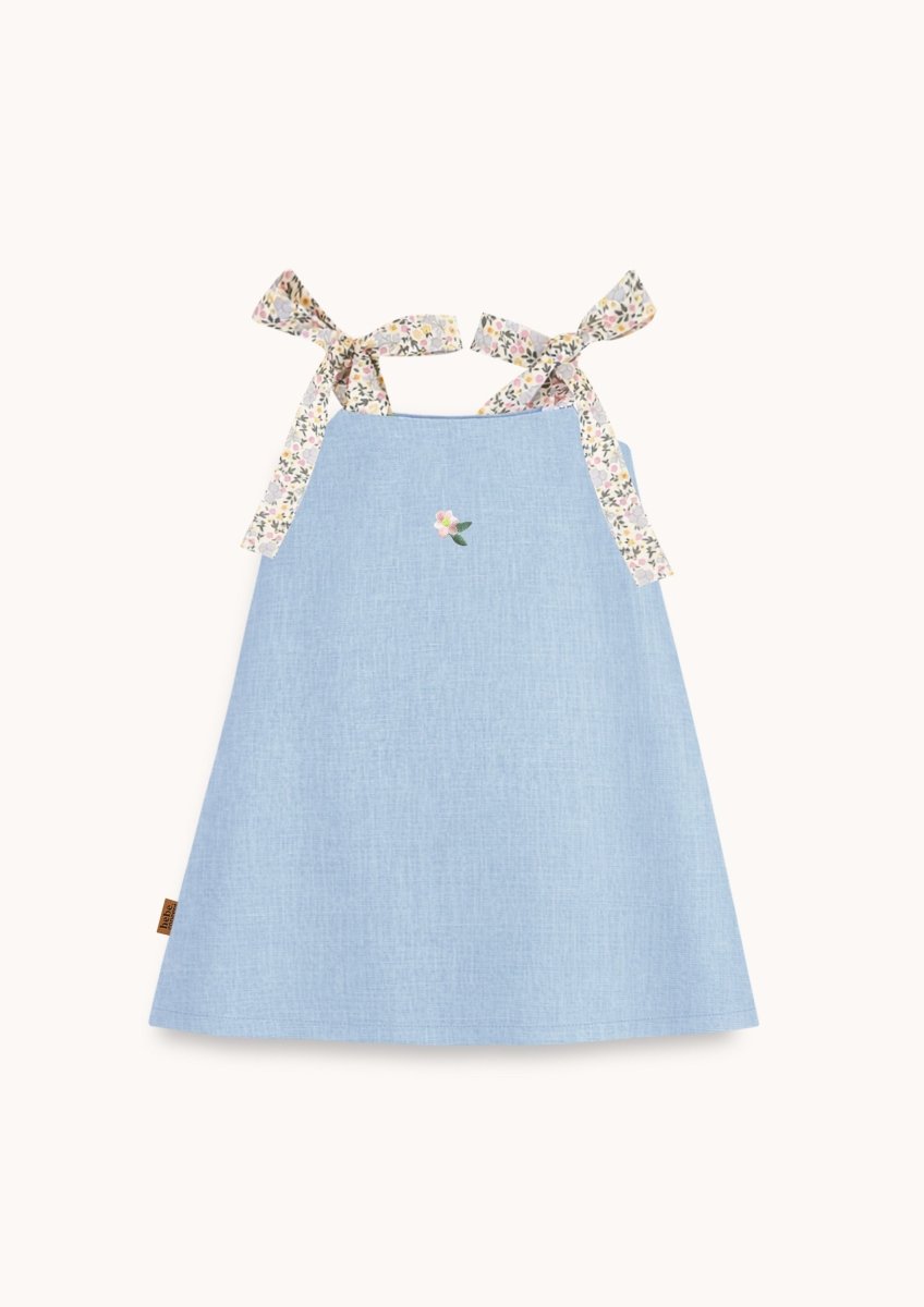 Mädchen A - Linien Leinenkleid mit Stickerei - The Baltic Shop