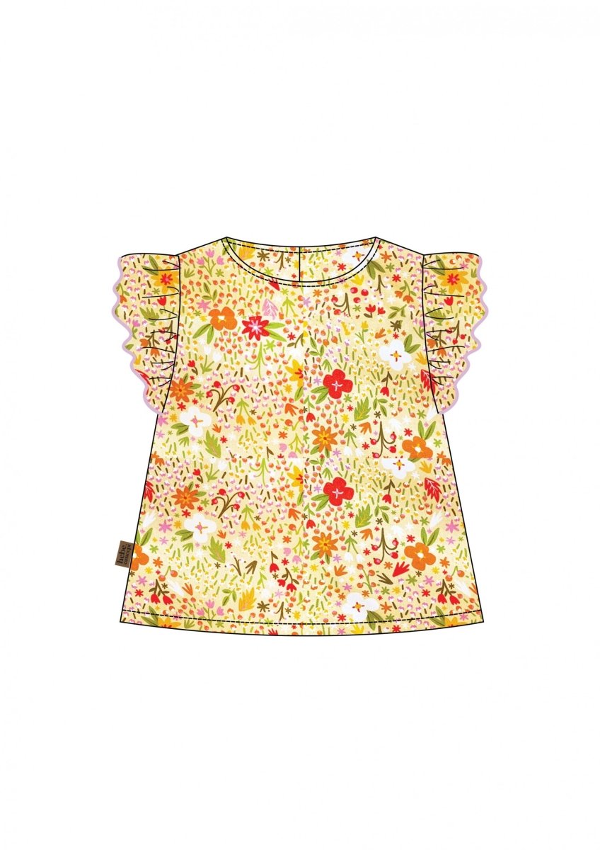 Mädchenbluse mit Blumenmuster in Gelb - The Baltic Shop