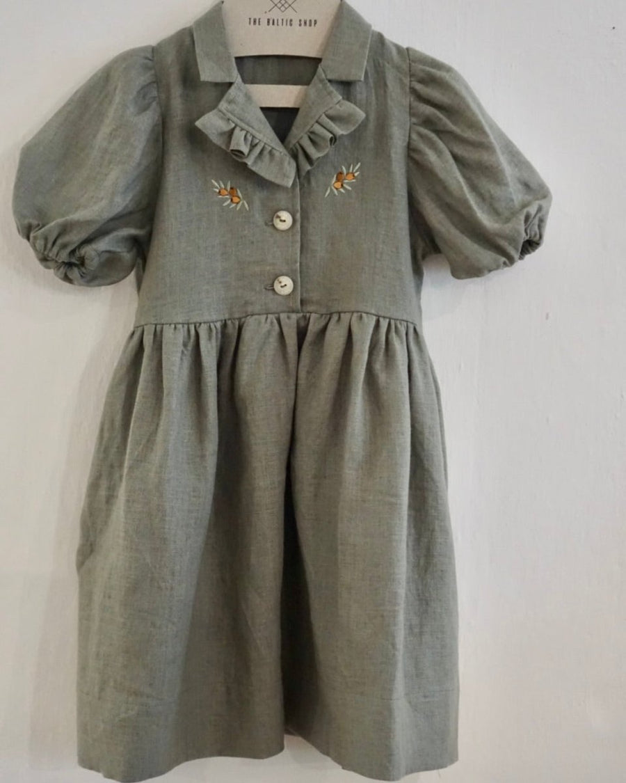 Mädchenkleid aus Leinen mit Puffärmeln - The Baltic Shop