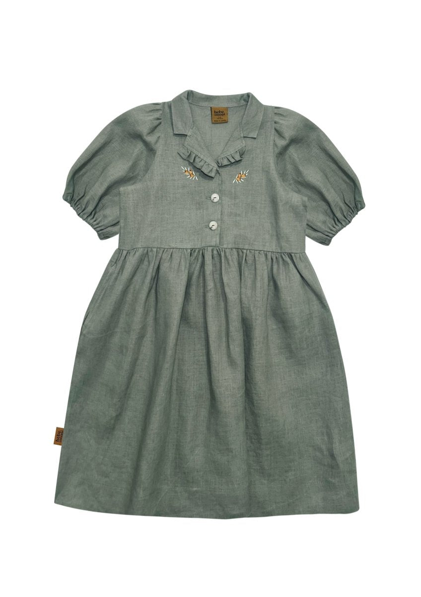 Mädchenkleid aus Leinen mit Puffärmeln - The Baltic Shop