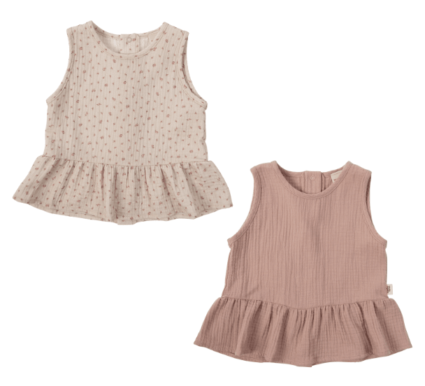 Musselintop mit Rüschen aus Bio Baumwolle in 2 Farben - The Baltic Shop