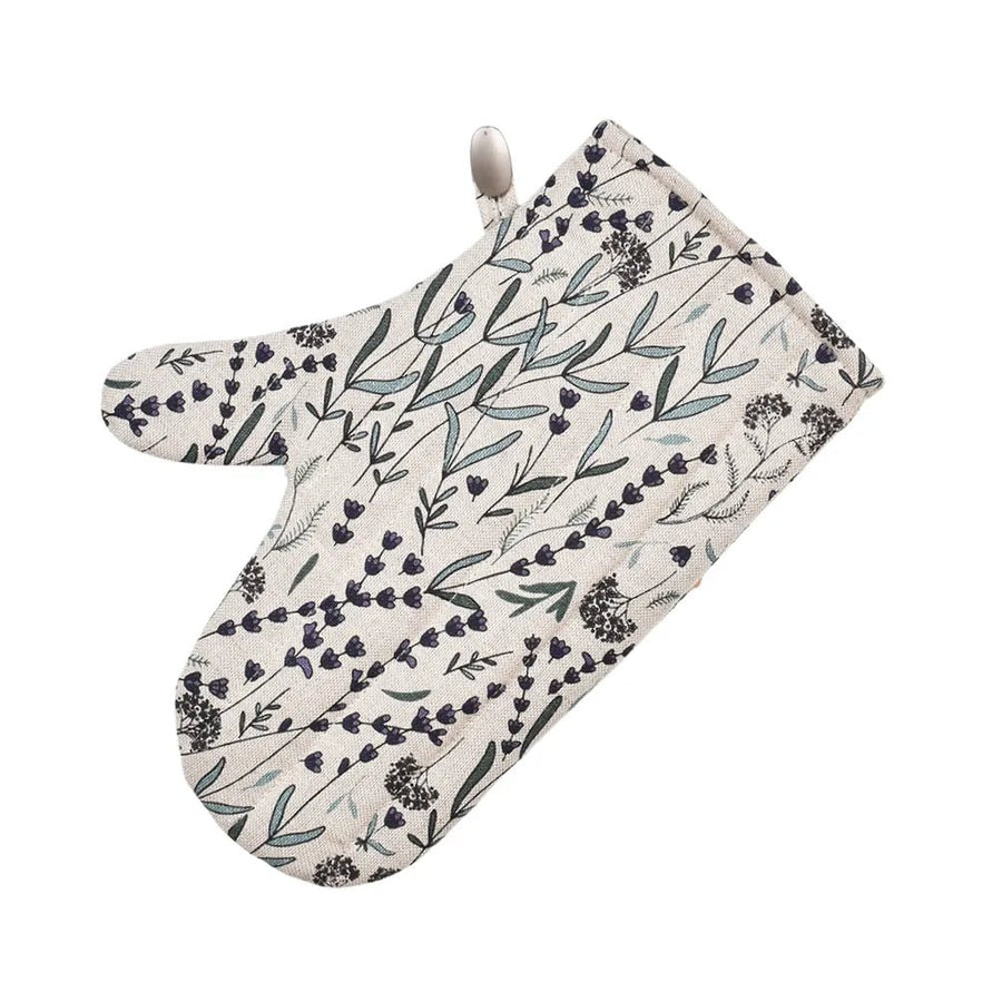 Ofenhandschuh aus Leinen mit Lavendelmotiv - The Baltic Shop