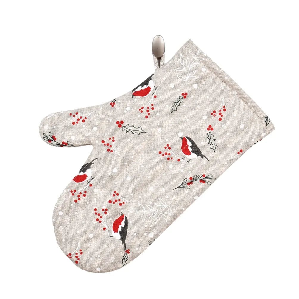 Ofenhandschuh aus Leinen mit Weihnachtlichen Motiv - The Baltic Shop