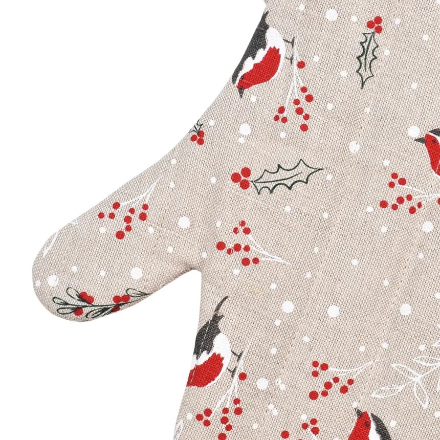Ofenhandschuh aus Leinen mit Weihnachtlichen Motiv - The Baltic Shop
