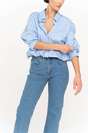 Oversize Hemd aus Baumwolle in Blau - 'PORTO' - The Baltic Shop