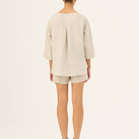 Oversize Leinen Top für Damen in Melange - The Baltic Shop