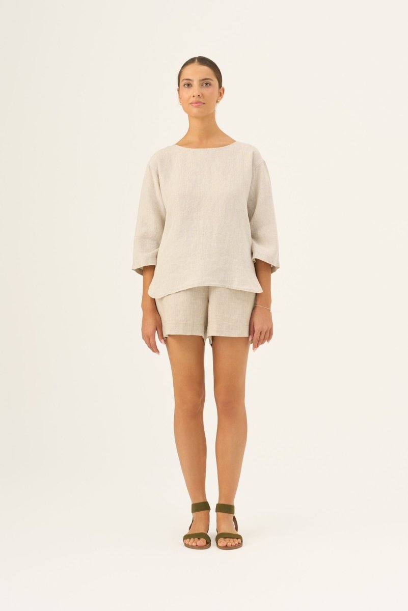 Oversize Leinen Top für Damen in Melange - The Baltic Shop