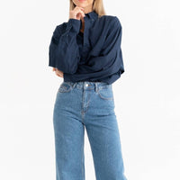 Oversized Hemd aus 100 % Baumwolle – Navy - The Baltic Shop