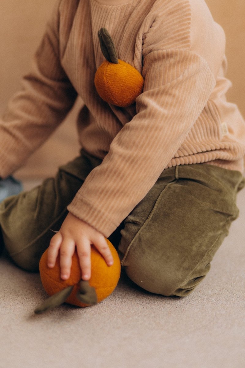 Pullover aus Kordvelour mit Orange - The Baltic Shop