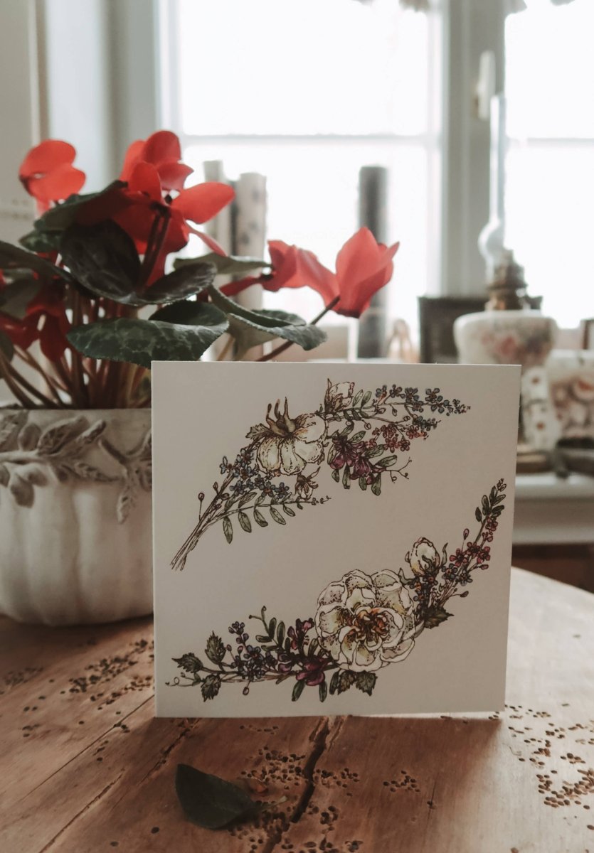 Pure White Rose Karte, gefaltete Karte - The Baltic Shop