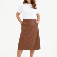 Rock 'TOSCANA' | A - Linie aus Kunstleder in Mandel - The Baltic Shop