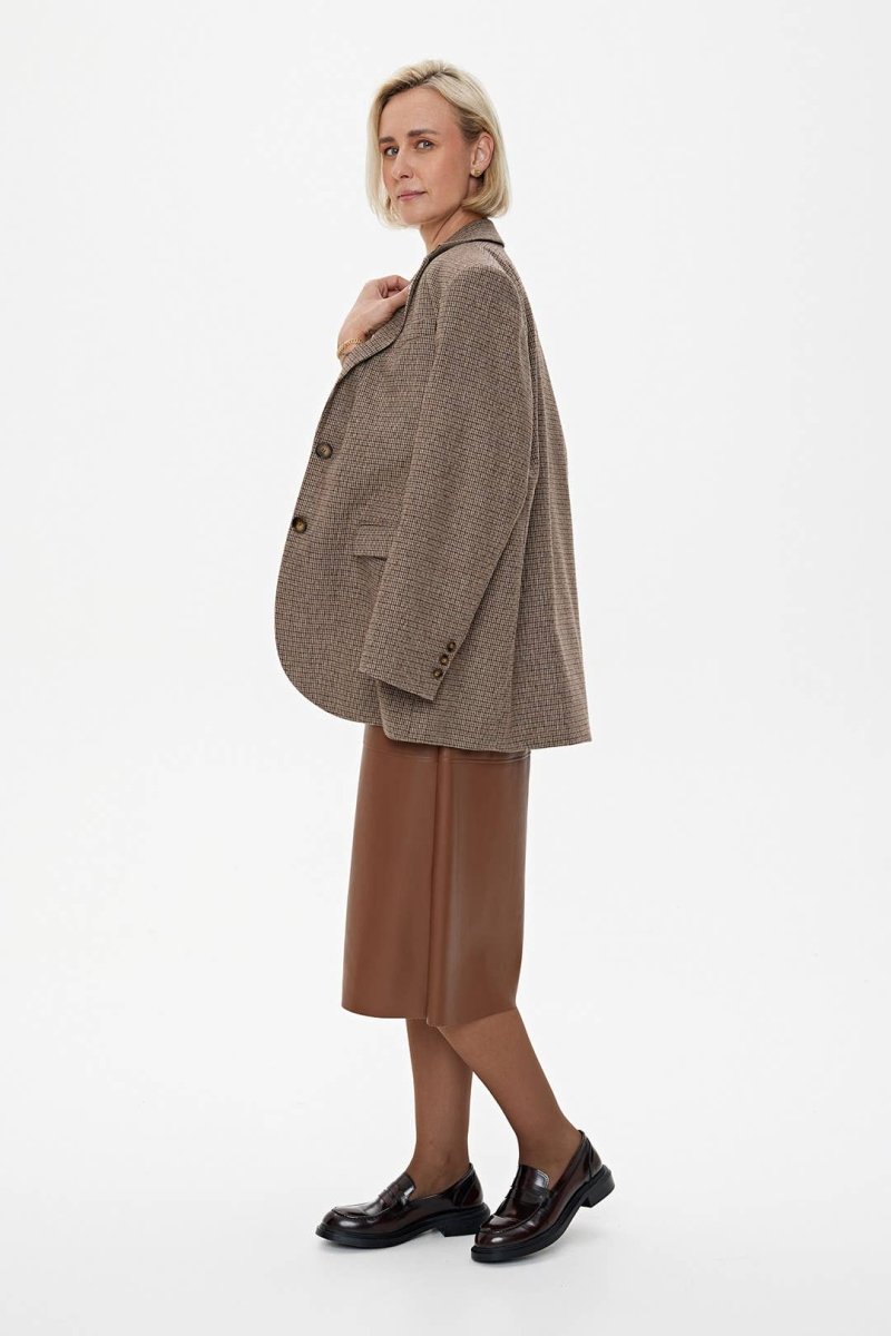 Rock 'TOSCANA' | A - Linie aus Kunstleder in Mandel - The Baltic Shop