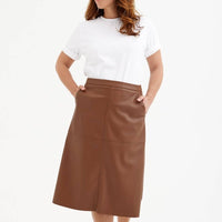 Rock 'TOSCANA' | A - Linie aus Kunstleder in Mandel - The Baltic Shop