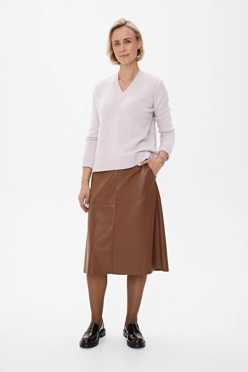 Rock 'TOSCANA' | A - Linie aus Kunstleder in Mandel - The Baltic Shop