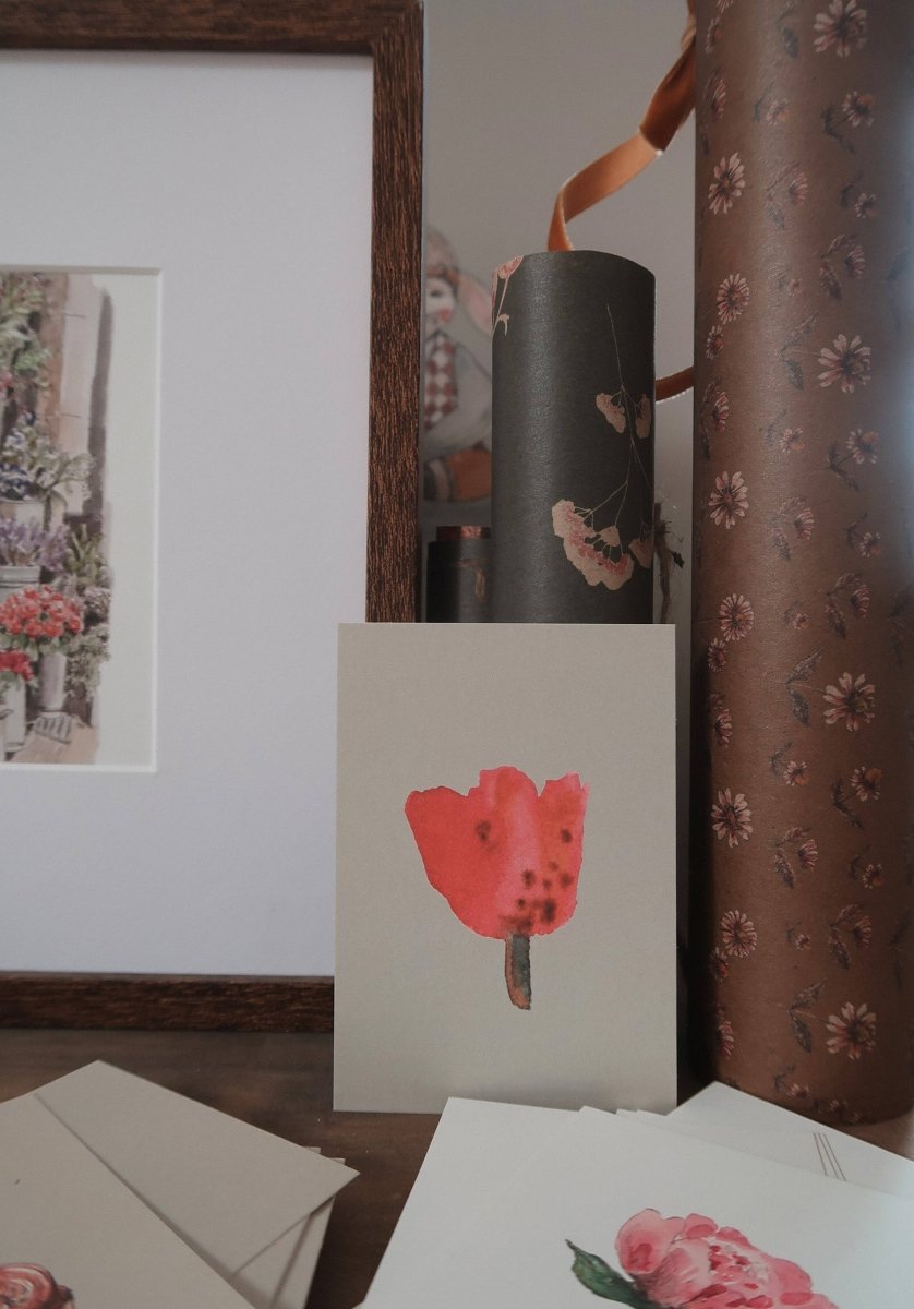 Rote Tulpe, Kleine Flache Karte - The Baltic Shop