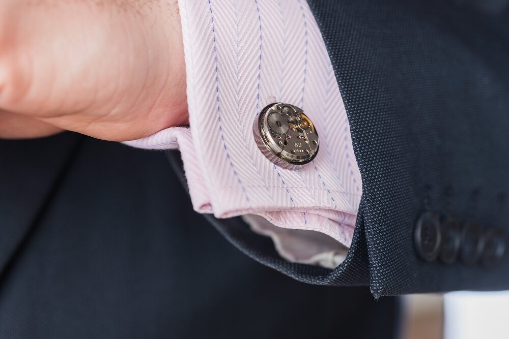 Runde Manschettenknöpfe mit echten Uhrwerken - The Baltic Shop