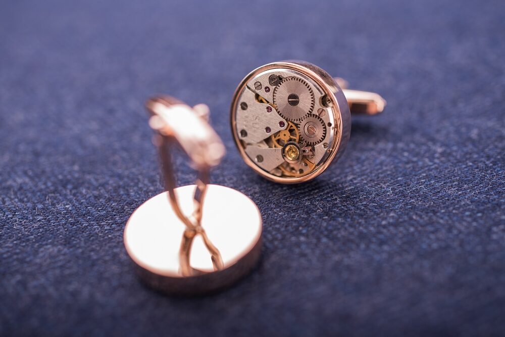 Runde Manschettenknöpfe mit echten Uhrwerken - The Baltic Shop
