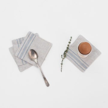 Rustikale Leinenuntersetzer mit Blaugraue Streifen - The Baltic Shop