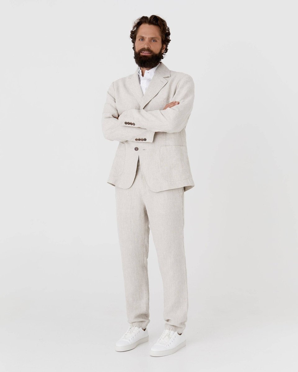 Schwere Herren - Leinenhose in Naturmelange - The Baltic Shop