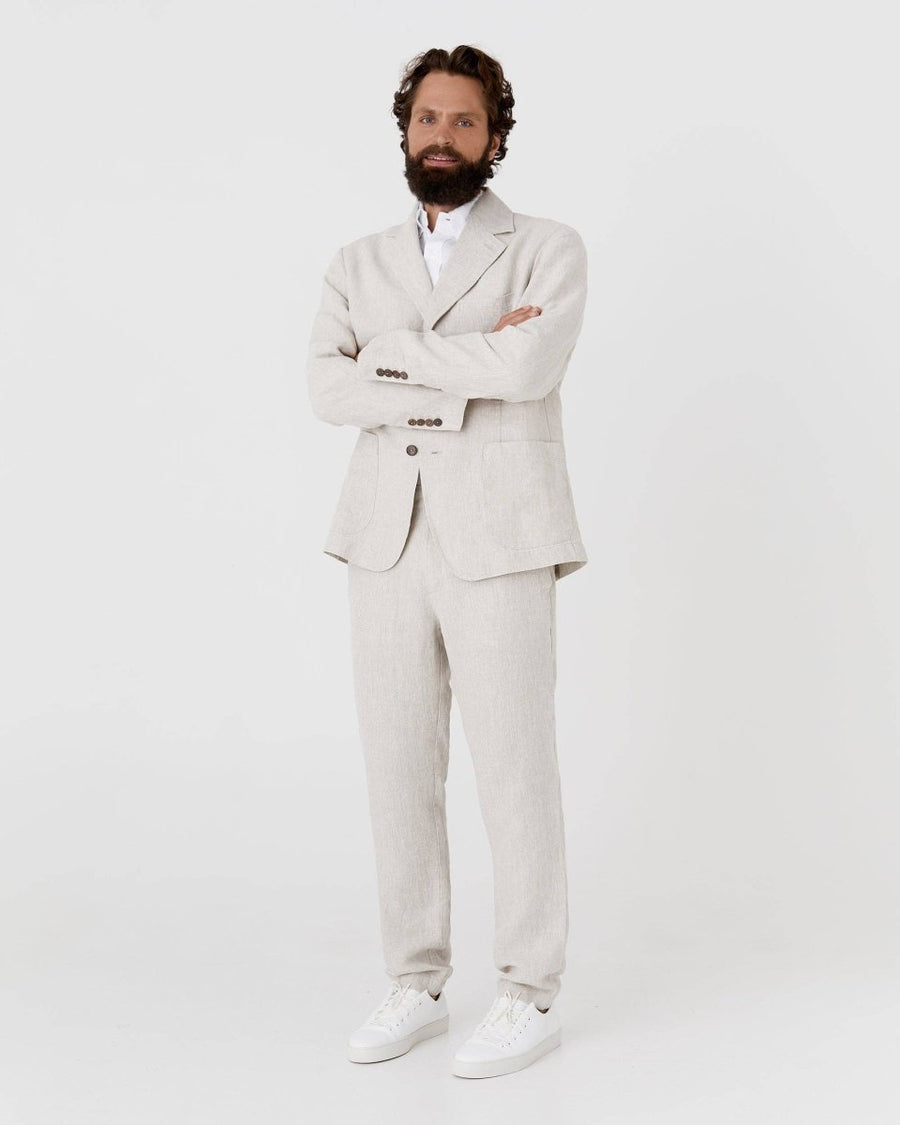 Schwere Herren - Leinenhose in Naturmelange - The Baltic Shop