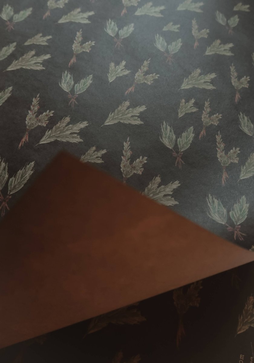 Set aus 3 Stück Kraftpapier mit grünen Zweigen - The Baltic Shop