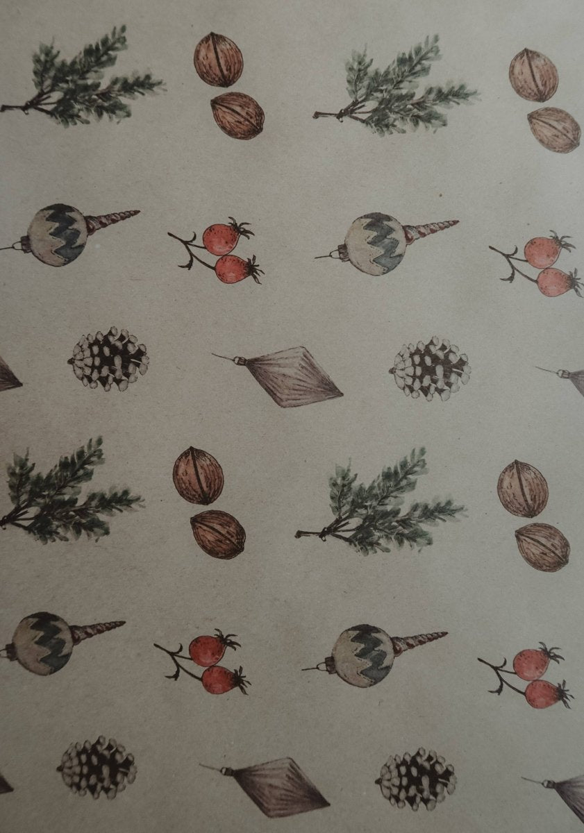 Set aus 3 Stück Weihnachtsdekorationen, Kraft - Geschenkpapier - The Baltic Shop