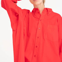 Shirt 'LONDON' - leuchtendes Korallenrot, oversized, aus Baumwolle - The Baltic Shop