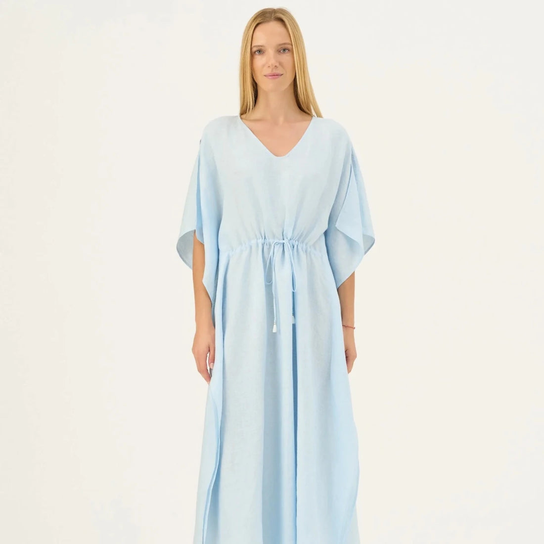 Sol Kleid in baby blau – Luftige Eleganz aus Leinen - The Baltic Shop