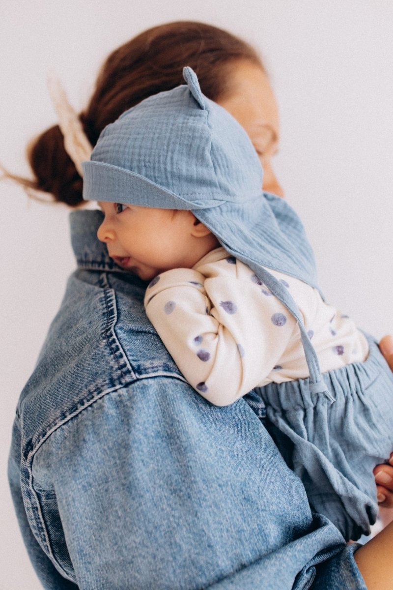 Sonnenhut aus Bio Musselin mit Teddy Ohren - The Baltic Shop