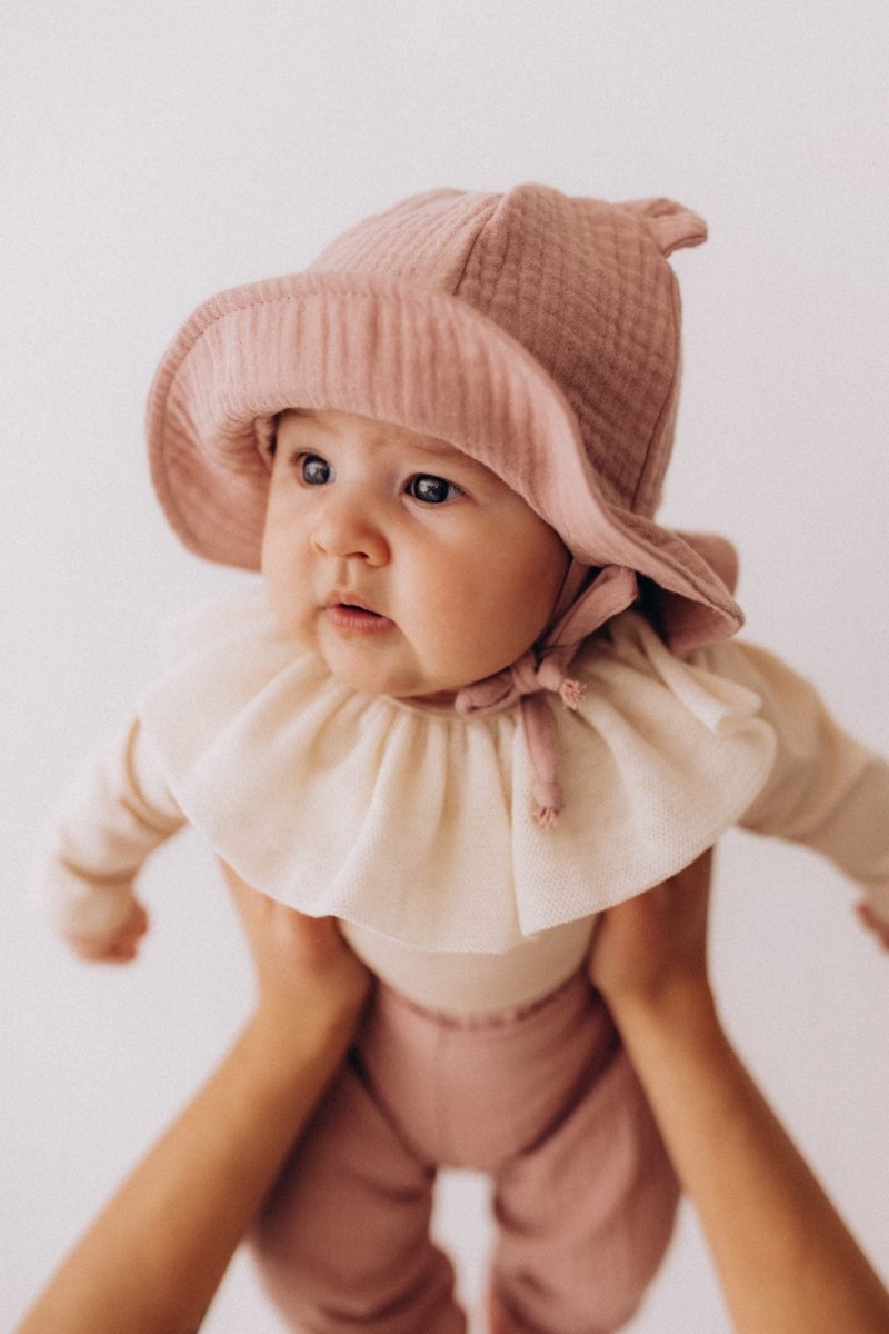 Sonnenhut mit Teddyohren aus Bio Baumwolle in 5 Farben - The Baltic Shop