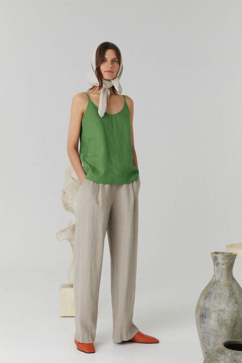 Star Top aus Leinen in Grün - The Baltic Shop