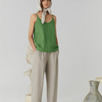Star Top aus Leinen in Grün - The Baltic Shop