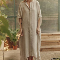 Strandkleid aus leichtem Leinen in Melange - The Baltic Shop