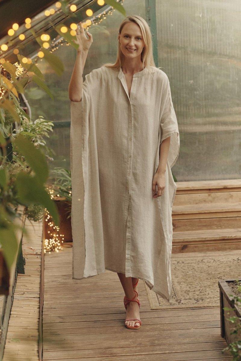 Strandkleid aus leichtem Leinen in Melange - The Baltic Shop