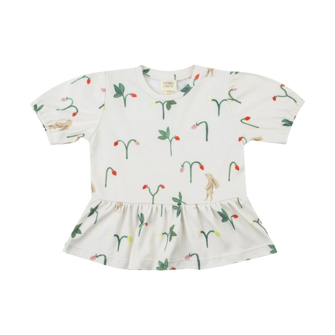 T-Shirt mit Hasen - Erdbeermotiv aus Bio Baumwolle - The Baltic Shop