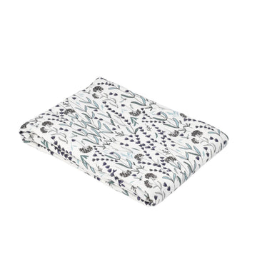 Tischdecke aus weißen Leinen mit Lavendel Motiv - The Baltic Shop