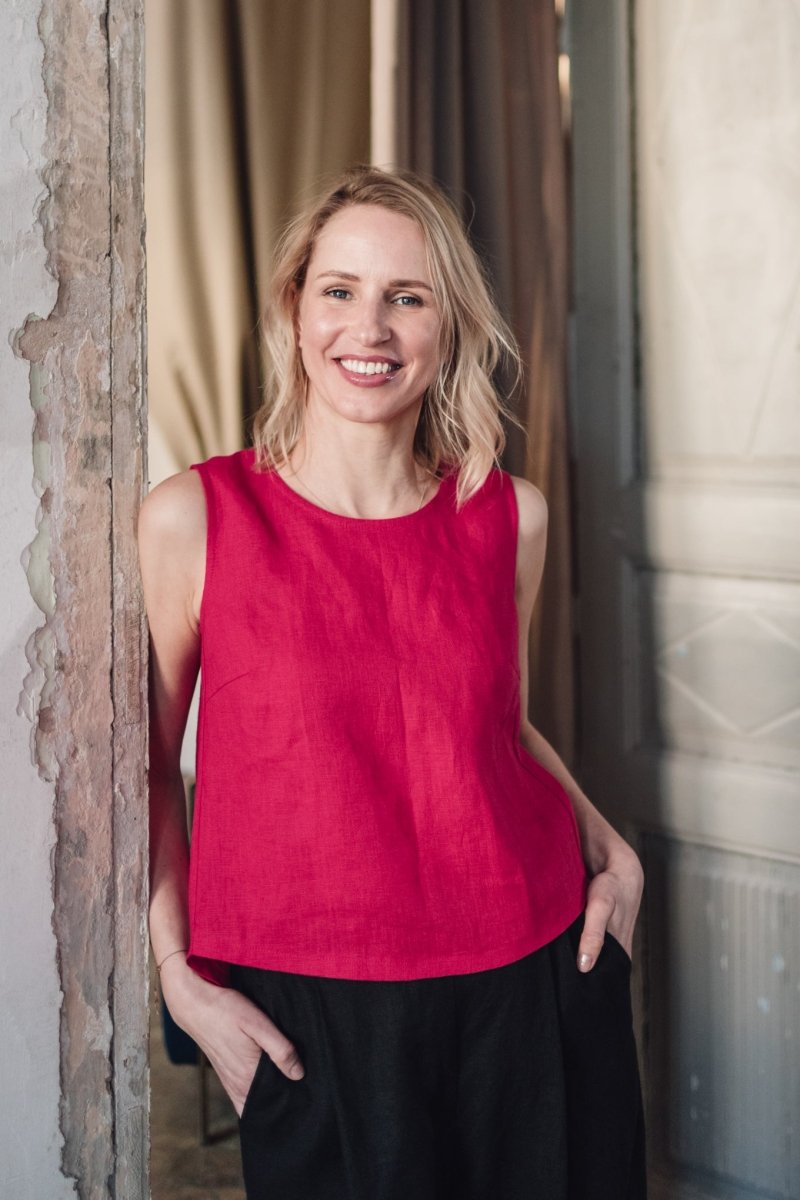 Top aus Leinen mit überlappende Rückenpartie "Santa" - The Baltic Shop