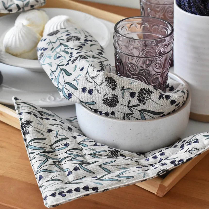 Topfuntersetzer aus Leinen mit Lavendel Motiv - The Baltic Shop