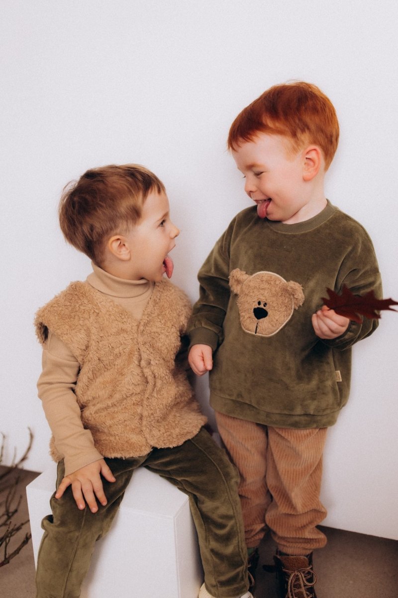 Velour Pullover mit Teddy aus Bio Baumwolle in 2 Farben - The Baltic Shop