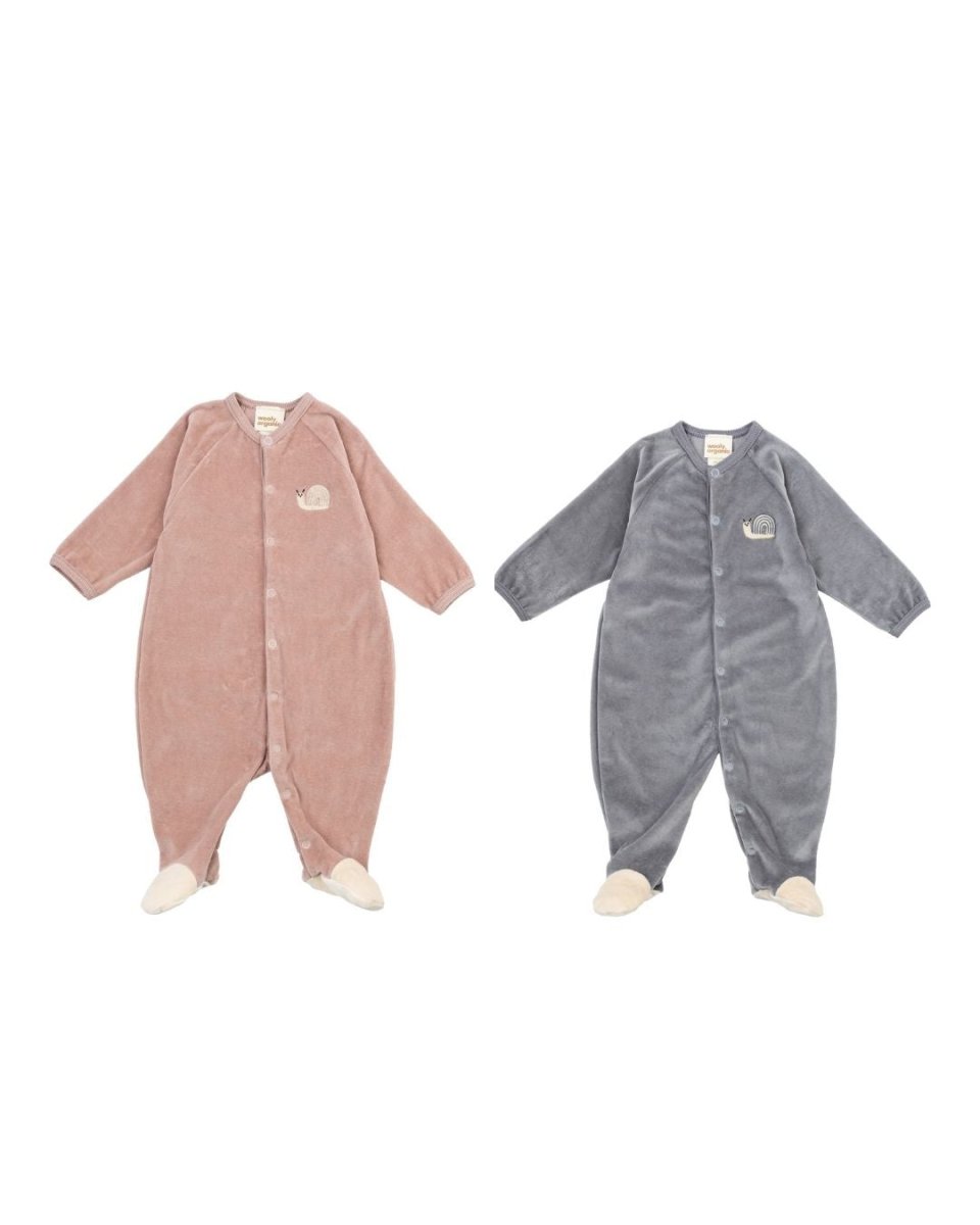 Velours-Schlafanzug Baby mit Füßchen | Bio-Baumwolle - The Baltic Shop