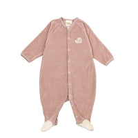 Velours-Schlafanzug Baby mit Füßchen | Bio-Baumwolle - The Baltic Shop