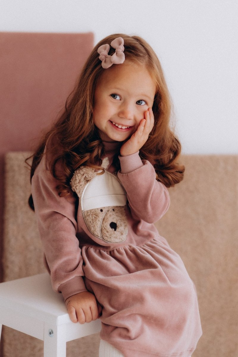 Velourskleid Rosewood mit Hipster Bär | Bio-Baumwolle - The Baltic Shop
