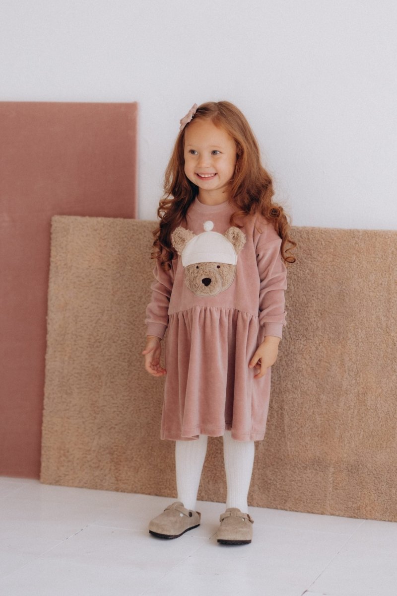 Velourskleid Rosewood mit Hipster Bär | Bio-Baumwolle - The Baltic Shop