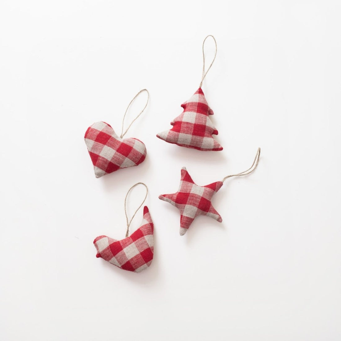 Weihnachtsbaumschmuck aus Naturleinen, 4er - Set - The Baltic Shop