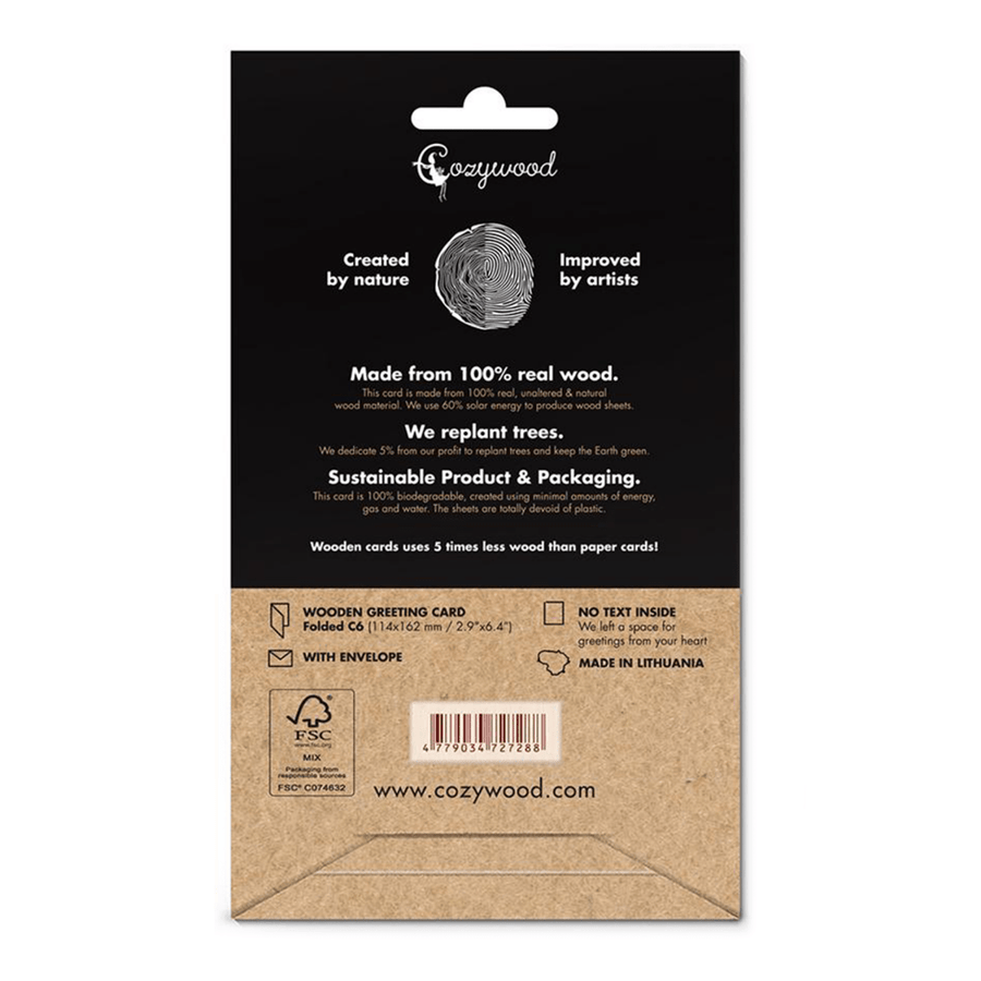 Weihnachtskarte aus Holz mit Waldhäusern - The Baltic Shop