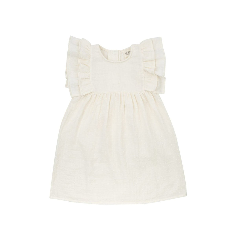 Weißes Musselin - Federkleid mit Rüschen - The Baltic Shop