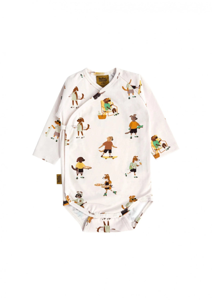 Wickelbody aus Baumwolle mit Hundemuster - The Baltic Shop