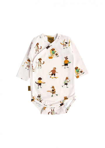 Wickelbody aus Baumwolle mit Hundemuster - The Baltic Shop