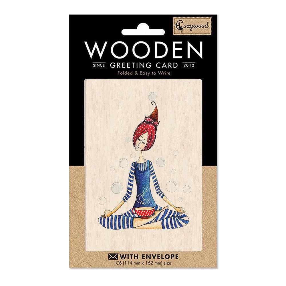 Yoga Grußkarte aus Holz - The Baltic Shop